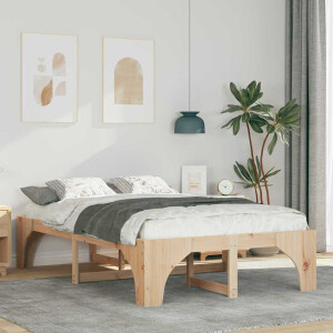 vidaXL Bedframe Bruin 135 x 190 cm Massief grenenhout