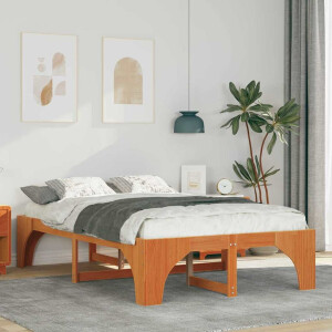 vidaXL Bedframe Bruin 135 x 190 cm Massief grenenhout