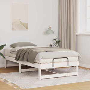 vidaXL Bedframe Wit 75 x 190 cm Massief grenenhout