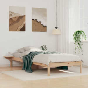 vidaXL Bedframe met Zijtafels Naturel 100 x 210 cm Massief grenenhout