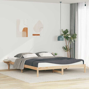 vidaXL Bedframe met Zijtafels Naturel 200 x 220 cm Massief grenenhout