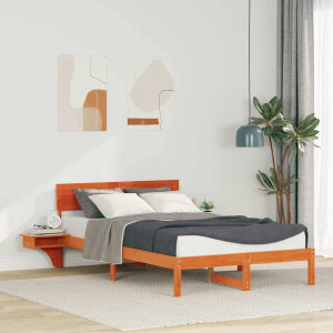 vidaXL Bedframe Wasbruin 140 x 190 cm Massief grenenhout