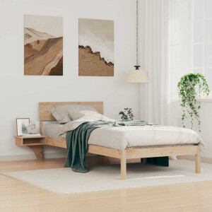 vidaXL Bedframe met hoofdeinde Bruin 90 x 190 cm Massief grenenhout