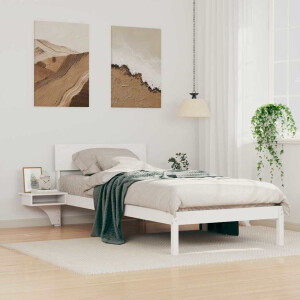 vidaXL Bedframe met hoofdeinde Wit 90 x 190 cm Massief grenenhout