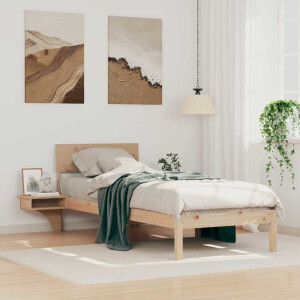 vidaXL Bedframe met hoofdeinde Bruin 75 x 190 cm Massief grenenhout