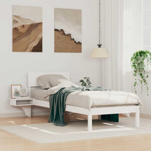 vidaXL Bedframe met hoofdeinde Wit 75 x 190 cm Massief grenenhout