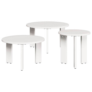 vidaXL Salontafel 3 pcs Wit Massief grenenhout