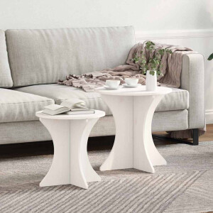 vidaXL Salontafel 2 pcs Wit Massief grenenhout