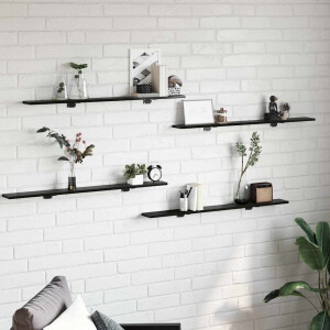 vidaXL Boekenplank Bord 4 pcs Zwart 100 x 10 x 1,5 cm Bewerkt hout