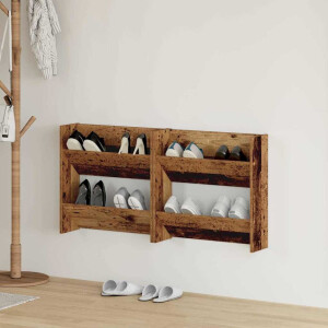 vidaXL Schoenenkast 2 pcs Oudhout 60 x 18 x 60 cm Bewerkt hout