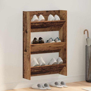 vidaXL Schoenenkast met plank Oudhout 60 x 18 x 90 cm Bewerkt hout