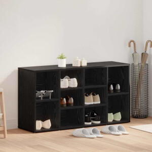 vidaXL Schoenenbank Zwart eiken 103 x 30 x 55 cm Bewerkt hout