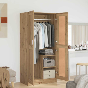vidaXL Kledingkast artisian oak 82.5 x 51.5 x 180 cm Bewerkt hout