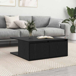 vidaXL Salontafel met lade Zwart eiken 80 x 80 x 31 cm Bewerkt hout