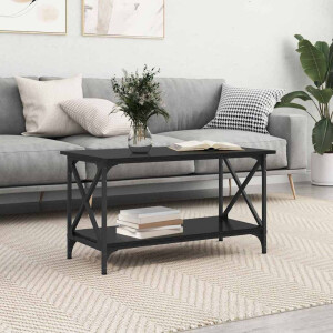 vidaXL Salontafel Zwart eiken 80 x 45 x 45.5 cm Bewerkt hout