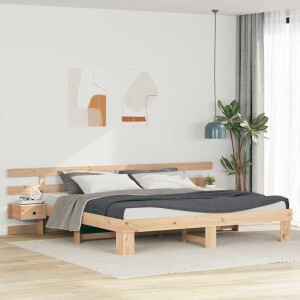 vidaXL Bedframe met hoofdeinde Bruin 200 x 200 cm Massief grenenhout