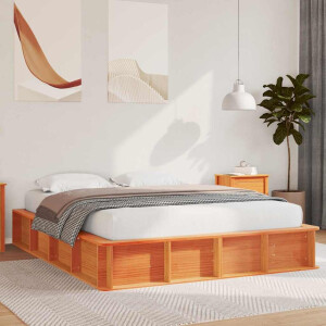 vidaXL Bedframe Wasbruin 150 x 200 cm Massief grenenhout