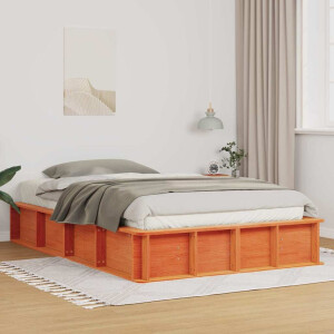 vidaXL Bedframe Wasbruin 140 x 190 cm Massief grenenhout