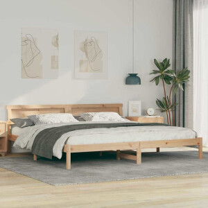 vidaXL Bedframe met hoofdeinde Bruin 200 x 200 cm Massief grenenhout