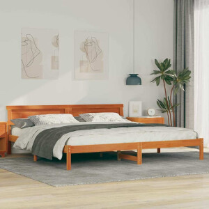 vidaXL Bedframe Wasbruin 200 x 200 cm Massief grenenhout