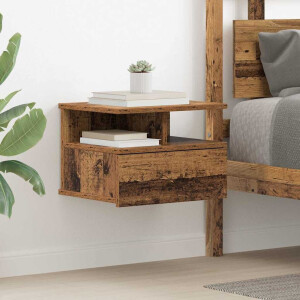 vidaXL Vliegend Nachtkastje Oudhout 40 x 31 x 28 cm Bewerkt hout