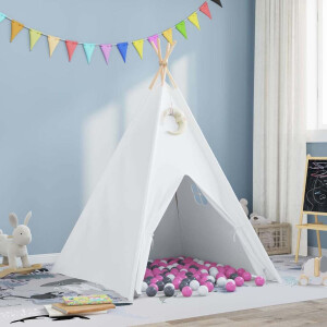 vidaXL Teepee Tent Wit 120 x 120 x 150 cm Stof en Plastic