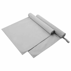 vidaXL Sporthanddoeken 2 pcs Grijs 180 x 90 cm Polyester en polyamide