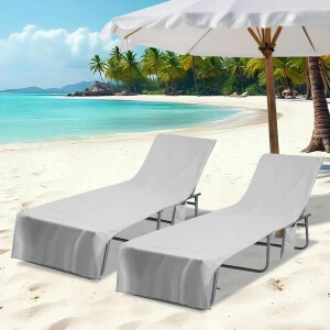 vidaXL Ligbedhanddoeken 2 pcs Grijs 210 x 75 cm Polyester en Polyamide