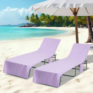vidaXL Ligbedhanddoeken 2 pcs Paars 210 x 75 cm Polyester en Polyamide