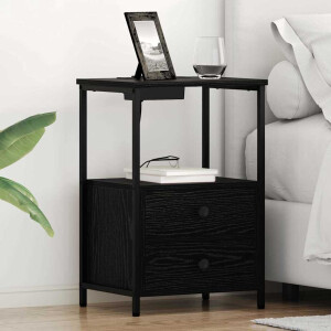 vidaXL Nachtkastje met lade Zwart Eiken 40 x 31 x 60 cm Bewerkt hout