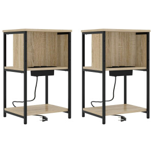vidaXL Nachtkastje 2 pcs Sonoma Eiken 38 x 31 x 61 cm Bewerkt hout