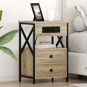 vidaXL Nachtkastje 2 pcs Sonoma Eiken 40 x 31 x 60 cm Bewerkt hout