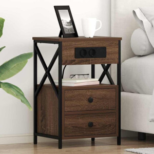 vidaXL Nachtkastje met lade Bruin Eiken 40 x 31 x 60 cm Bewerkt hout