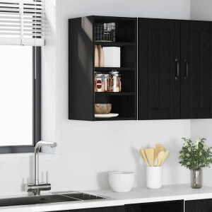 vidaXL Hangkast met plank Zwart eiken 30 x 29,5 x 60 cm Bewerkt hout