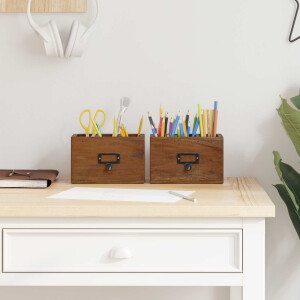 vidaXL Potloodetui Multikleur 18 x 10 x 12 cm Massief Mahoniehout