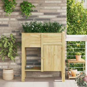 vidaXL Hoge Planter met plank Bruin Geïmpregneerd grenenhout