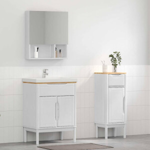 vidaXL Badkamermeubelset met lade FLORO 2 pcs Wit Massief Vurenhout