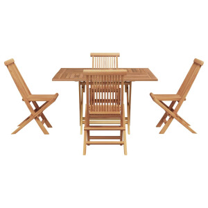 vidaXL Tuin eettafelset Bruin Massief Teak Hout