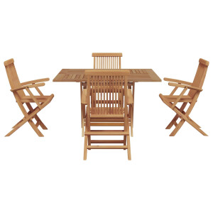 vidaXL Tuin eettafelset Bruin Massief Teak Hout