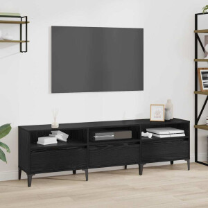 vidaXL TV-kast Zwart Eiken 150 x 30 x 45 cm Gemonteerd hout en ijzer