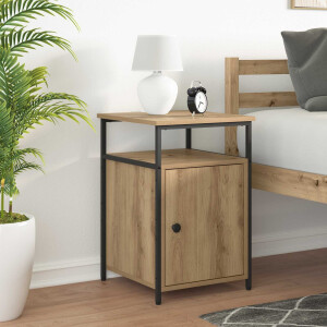 vidaXL Nachtkastje met lade artisanaal eikenkleurig Bewerkt hout