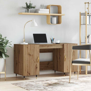 vidaXL Bureau artisanaal eikenkleurig 140 x 50 x 75 cm Bewerkt hout