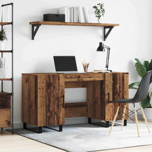 vidaXL Bureau met plank Oud hout 140 x 50 x 75 cm Bewerkt hout