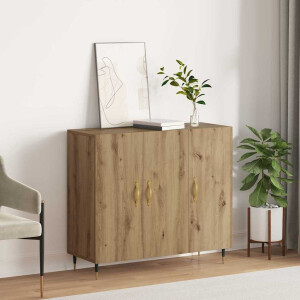 vidaXL Dressoir Artisan Eiken 90 x 34 x 80 cm Bewerkt hout