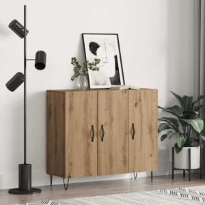vidaXL Dressoir artisanaal eikenkleurig 90 x 34 x 80 cm Bewerkt hout