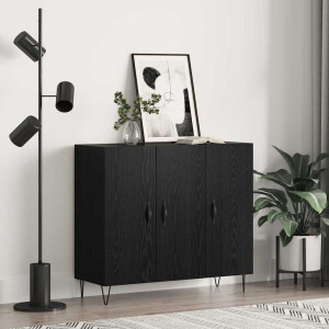 vidaXL Dressoir Zwart Eiken 90 x 32,5 x 80 cm Bewerkt hout