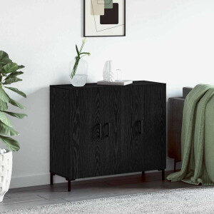 vidaXL Dressoir Zwart Eiken 90 x 34 x 80 cm Bewerkt hout