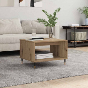 vidaXL Salontafel artisanaal eikenkleurig 60 x 50 x 40 cm Bewerkt hout