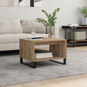 vidaXL Salontafel artisanaal eikenkleurig 60 x 50 x 40 cm Bewerkt hout