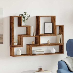 vidaXL Wandplank Muurmontage Oudhout 96 x 12 x 64 cm